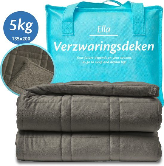 Ella Verzwaringsdeken 5 kg - Fluweel & Sherpa Fleece Zwaartedeken OEKO-TEX - Weighted Blanket 135 x 200cm - Verzwaarde Deken - Grijs
