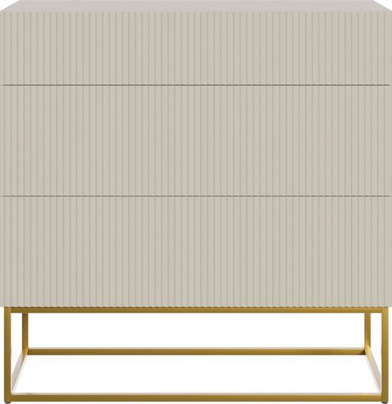 Selsey Veldio - Dressoir 3-lades 90 cm - Grijsbeige met gouden poten