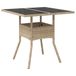 Syfax Poly Rattan Tuintafel met glazen blad 80x80x75 cm beige