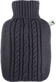Hugo Frosch Luxe warmwater kruik - gebreide hoes - donkergrijs - 1800 ml