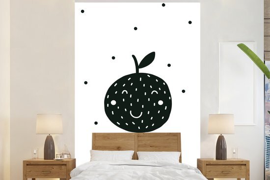 Nr1Wallpaper Behang - Fotobehang Kinderillustratie van een sinaasappel met stippen - Breedte 160 cm x hoogte 240 cm