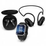 HIFUTURE Pack Back to Shcool Pack 3: Hi-FlyBuds AI-26 draadloze hoofdtelefoon ANC zwart + HI-FutureMate-26 luchtgeleiding hoofdtelefoon + HI-Zone3-26 smartwatch, kleur zwart