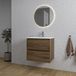 Saniclass Chaci Badkamermeubelset - 60x46x55cm - keramische wastafel wit - 1 wasbak - 1 kraangat - 2 lades - ronde spiegel met verlichting - noten