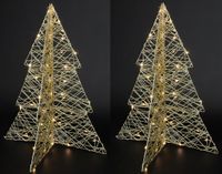 Countryfield Lichtboompjes/kerstboompjes - 2x - H49 cm - goud - metaal - 40 leds