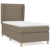 vidaXL Boxspringbed met matras, taupekleurig, 90x200 cm, met stoffen bekleding