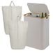 Relaxdays Vuilnisbak 140L Beige Rechthoekig Bamboe, Glasvezel, Stof/Weefsel, Kunststof, Polyester