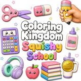 Coloring Kingdom Squishy School: A Cute and Creative Coloring Book Filled with Adorable School Supplies, Fun Characters, and Designs You Can Turn into Squishies