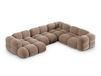 Canapé d'angle panoramique 5 places en velours beige foncé