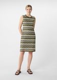 COMMA Robe en maille kaki / vert olive / blanc