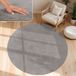 Paco Home Tapis de salon, uni, lavable, poil court et doux, dimensions : 160 cm, rond, couleur : gris