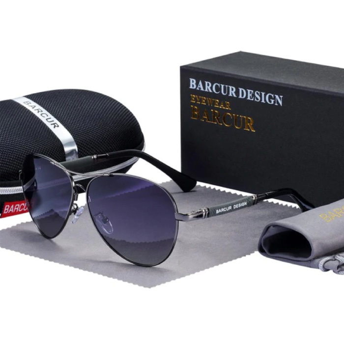 Barcur Barcur Spiegel Zonnebril - Titanium Legering Pilotenbril met UV400 en Polarisatie Filter voor Mannen en Vrouwen - Grijs