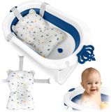 Ricokids Babybadje met Kussen - Opvouwbaar Licht en Antislip - Wit-Blauw