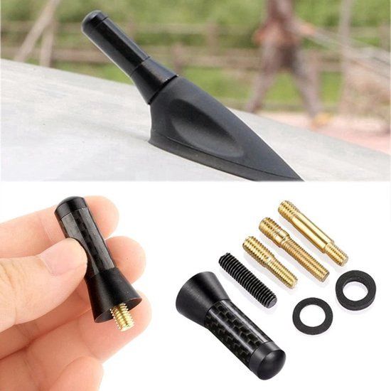 Jumada's - Universele Antenne - Auto Carbon Look Kort Antenne - Zwart
