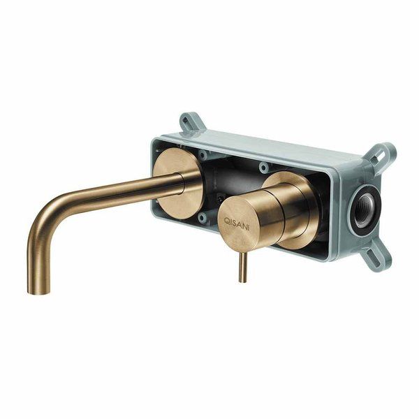 Qisani Flow inbouwwastafelkraan Geborsteld Gold 25605.06