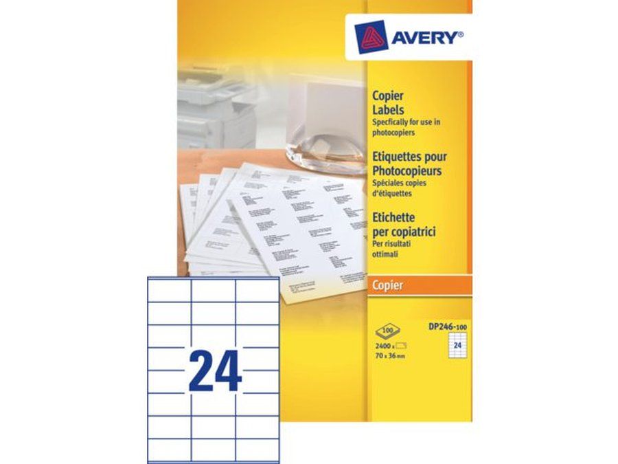 Avery Kopieeretiketten, wit, 70,0 x 36,0 mm, permanent klevend