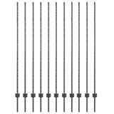vidaXL - Poteaux de clôture encastrables - 11 pièces - Gris - 200 cm - Acier thermolaqué