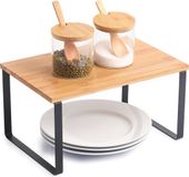 MSV Keukenrek/Opbergrek/Aanrecht Organizer - Zwart - Metaal/Bamboe Hout