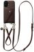 AVY Leren Hoesje geschikt voor Apple iPhone 16 | Met Koord en Magnetische Kaarthouder | Compatibel met MagSafe | Leather Case met 30CM & 130CM Koord & Wallet | Leather Set | Chocolate
