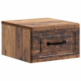 vidaXL Muurbevestigde Nachttafel met lade Oud hout 34,5 x 33 x 20 cm