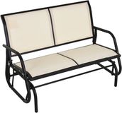 TRUUSK Schommelstoel 2-zits Tuinbank - Metaal - Zwart/Beige - 120x70x85 cm