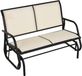 TRUUSK Schommelstoel 2-zits Tuinbank - Metaal - Zwart/Beige - 120x70x85 cm