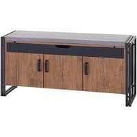 HWC-A27 Schoenenkast met zitting, ladekast bank met kussens, 53x110x30cm 3D structuur metaal ~ wild eiken look
