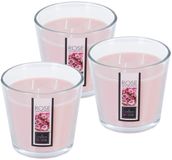 Atmosphera geurkaars - 3 stuks - Rozengeur - 40 branduren - Lichtroze - In glas