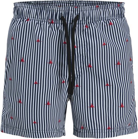 JJ REBEL JUNIOR JACK&JONES Jongens Zwembroek Navy Blazer Print Regular Fit Polyester 16 jaar