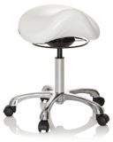 OEM Tabouret ergonomique avec roulettes, revêtement en similicuir, couleur blanche