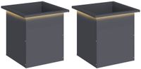 vidaXL Jardinière avec LED 2 pièces anthracite 40 x 40 x 40 cm acier