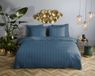 Descanso Dekbedovertrek Rustige Satijnstreep - Lits Jumeaux 240x200/220 cm - Denim - 100% Katoen Satijn