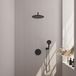 Brauer Black Edition Thermostatische Regendoucheset Inbouw - Hoofddouche 30 cm - Gebogen Wandarm - 3 Weg - Handdouche Rond 3 Standen - Doucheslang - Wandaansluitbocht - Mat Zwart