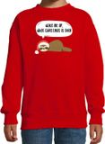 Bellatio Decorations Luiaard Kersttrui sweater - Wake me up when christmas is over - rood - voor kinderen - Kerstkleding - Dieren 134/146