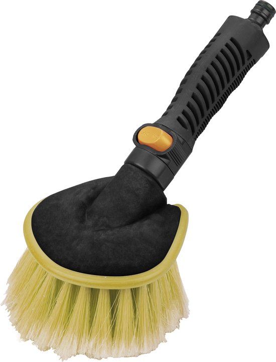 Autowasborstel 26 cm geel waterdoorvoer