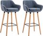 OutdoorMatch Luxe Tabouret de bar Amari - Blauw - Hout - Set van 2
