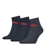 Levi's Heren Quartersokken Mid Cut Batwing Logo 3-Pack Denim