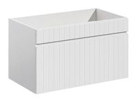 Vente-unique Wit hangmeubel onder wastafel met strepen - 80 cm - SATARA
