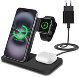 MMOBIEL 3-in-1 Draadloze Oplaadstation voor Smartphone, Smartwatch en Oordopjes – 18W Snellader met 20W Adapter – Zwart