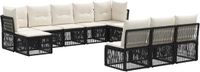 vidaXL - Tuinbank - Set - 10 - st - Zwart - poly - rattan