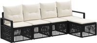 vidaXL Tuinbank Set Zwart Polyrattan