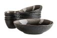 Mäser 934072 Serie Niara Organic 9-delige set moderne kommen voor 4 personen, in spannende vintage look, met speciale glazuurcombinatie in zwart en bruin, steengoed