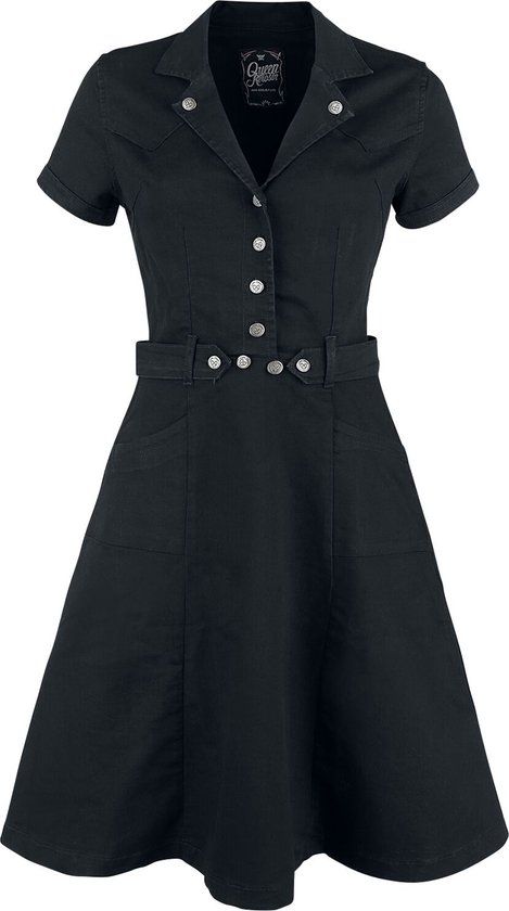 Queen Kerosin Workwear Dress Dames Midi-jurk - zwart - XXL