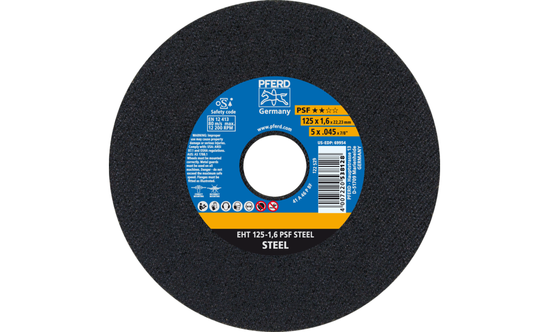 PFERD EHT 125-1,6 PSF STEEL - Slijpschijf - 125 mm - 25 stuks