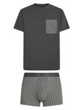 Karl Lagerfeld Pyjama kort 'Ikon' donkergrijs / wit