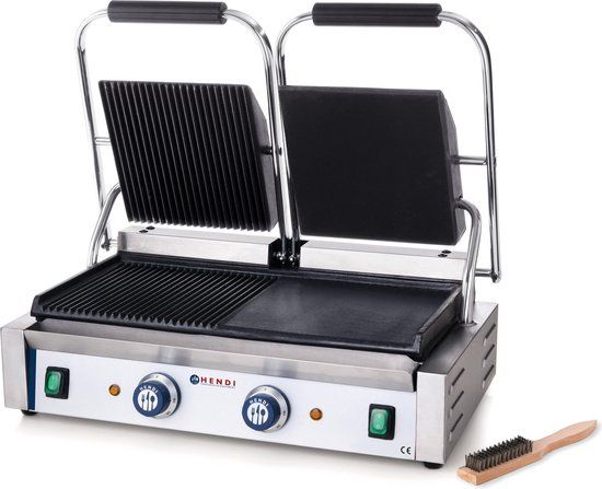 Hendi Dubbele Contactgrill Professional - Gegroefd/Glad - 3600W - RVS