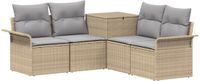 vidaXL - Bankstel - 5 - st - Beige - en - Lichtgrijs - Poly - Rattan - en - Staal