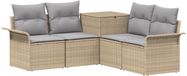 vidaXL - Bankstel - 5 - st - Beige - en - Lichtgrijs - Poly - Rattan - en - Staal