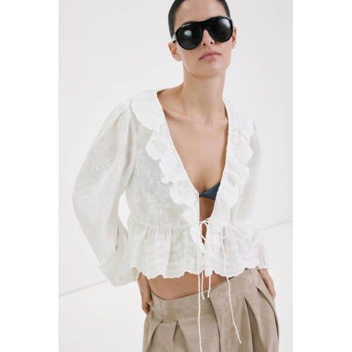 Mango gebloemde blouse ecru