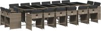 vidaXL 17-delige Tuinset met Kussens, Poly Rattan, Grijs
