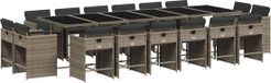 vidaXL 17-delige Tuinset met Kussens, Poly Rattan, Grijs